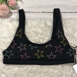 Beach riot star appliqué sports bra star studded sports bra size XS